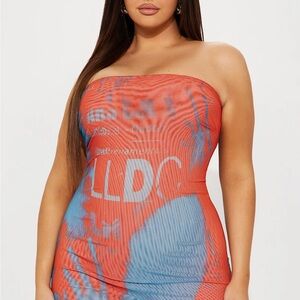 Orange and Blue sleeveless Mesh Maxi Dress